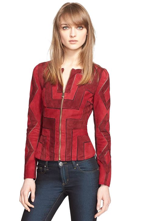 versace collection mesh inset suede jacket|net a porter Versace jacket.